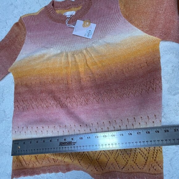 New LC Lauren Conrad Pullover Mock Neck Sweater Womens Medium Crochet Space-Dye - Picture 8 of 11
